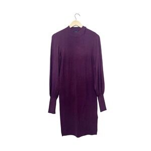 Vero Moda Plum Purple High Neck Puff Sleeve Sweater Dress Tall Large 10276566